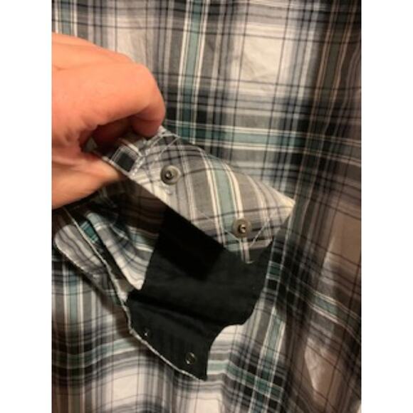 Wrangler Men's XL Rock 47 Western Snap Shirt Black White & Green - Picture 4 of 9